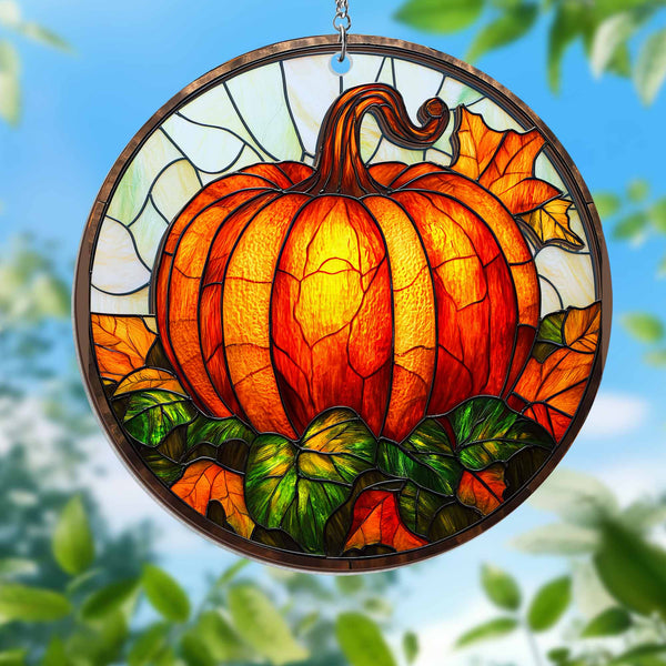 Fall Pumpkin 2 Layered Hanging Suncatcher TQN3712WH