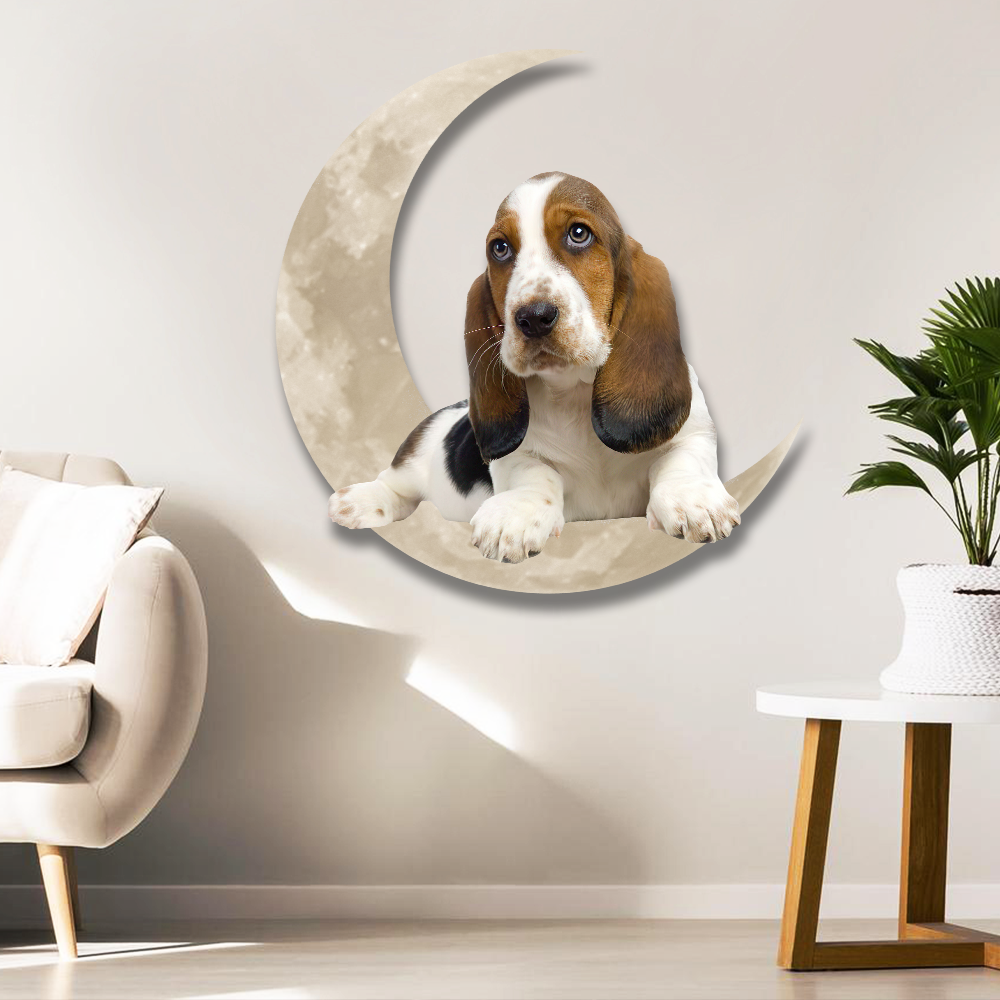 Basset Hound And Moon Hanging Metal sign QNK879MSv59