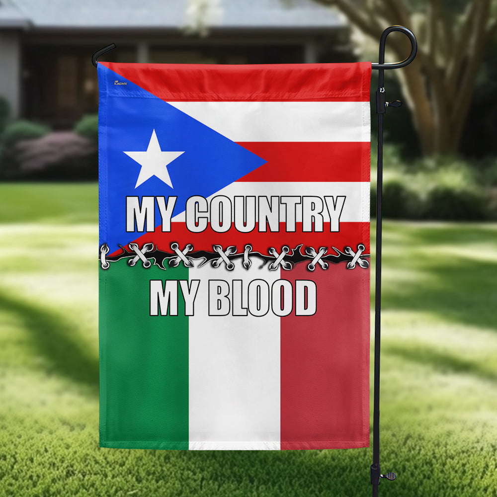 Italian and Puerto Rican My Country My Blood Flag VTM1226NTH