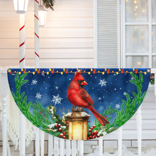 Cardinal Bird And Lantern Christmas Non-Pleated Fan Flag TQN3925FL