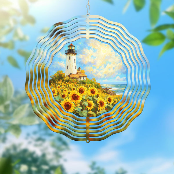 Sunflowers Lighthouse Wind Spinner VTM934WS