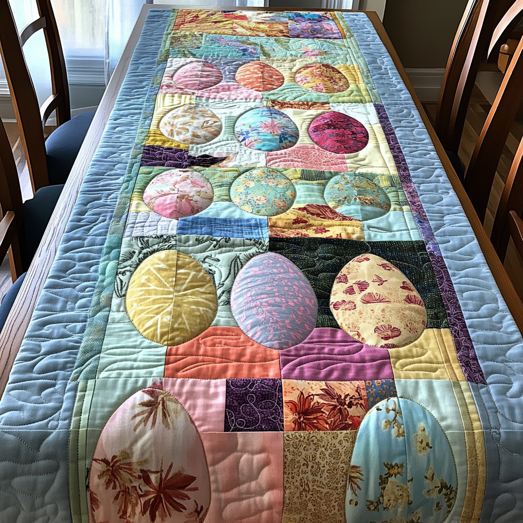 Easter Patchwork Quilted Table Runner NCU0DV4295