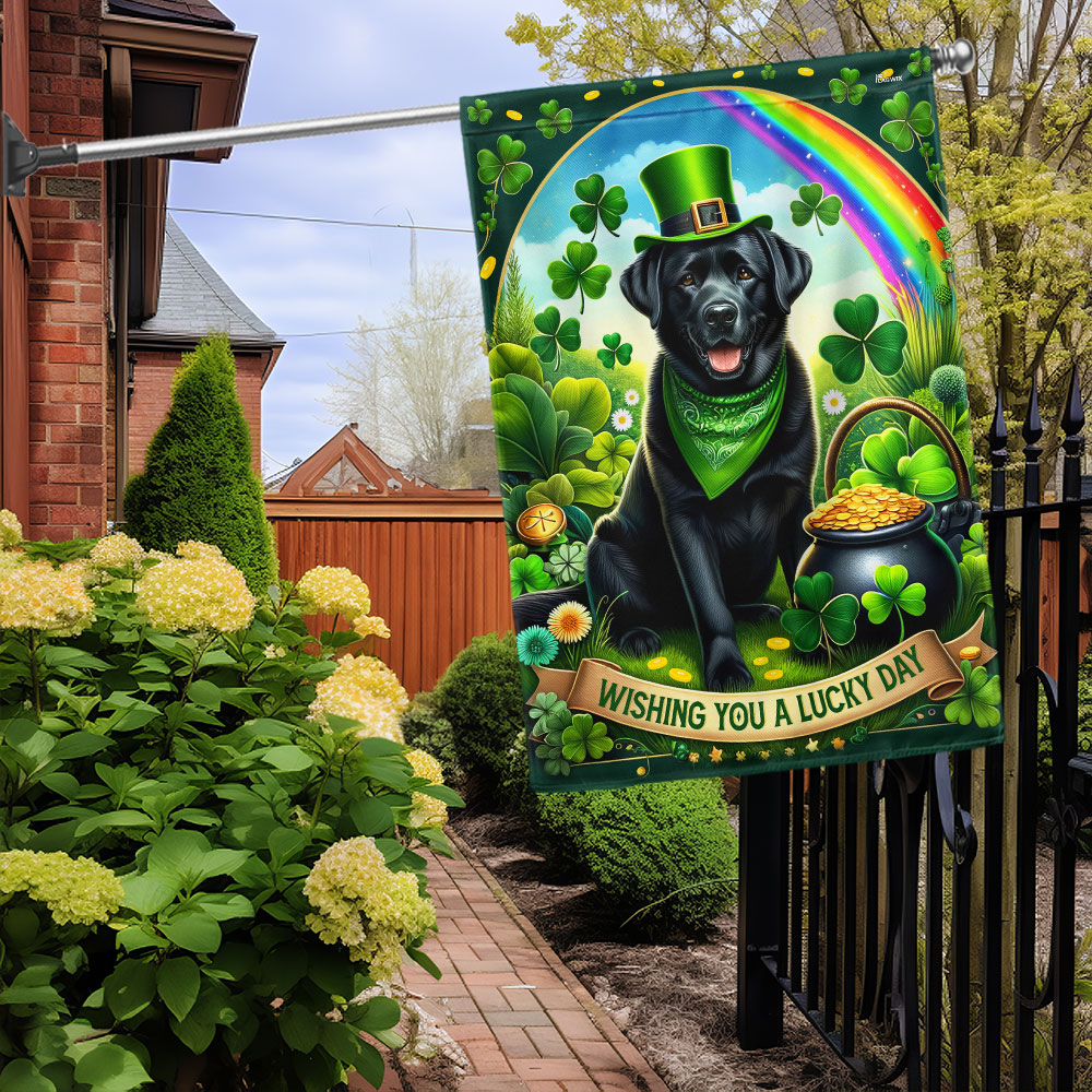 Black Labrador Retriever St. Patrick's Day Flag MLN2612F