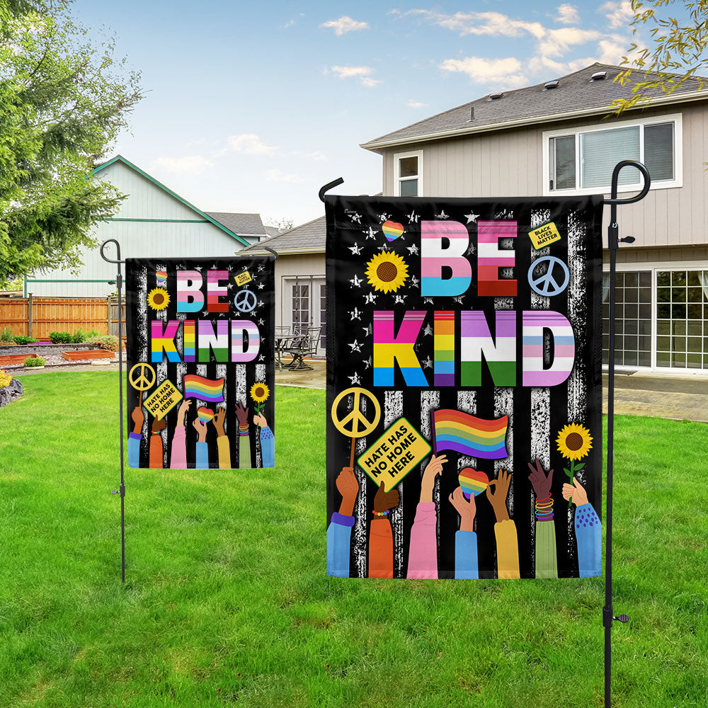Be Kind Hippie Peace LGBTQ Kindness Equality Hate Has No Home Here Flag MLN1457F