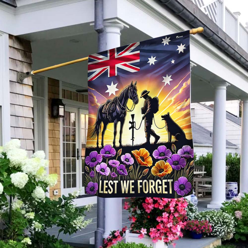 Anzac Day Animals in War Purple Poppy Australia Flag MLN5174DNV