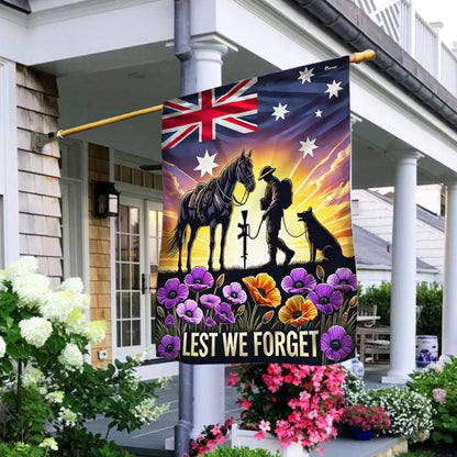 Anzac Day Animals in War Purple Poppy Australia Flag MLN5174DNV
