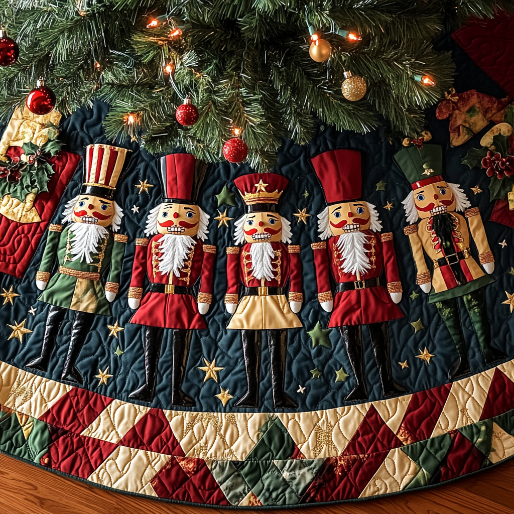 Enchanted Nutcracker Quilted Christmas Tree Skirt NCU0DV2306