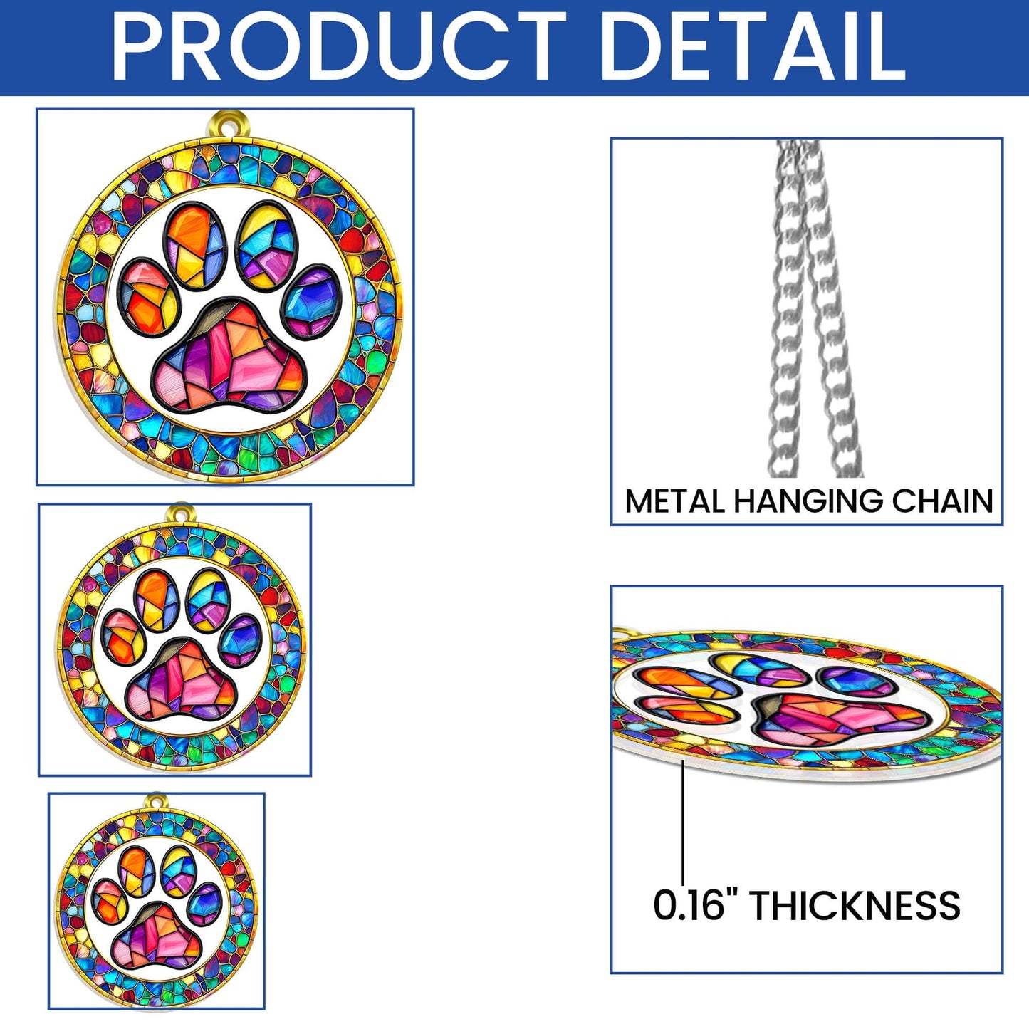 Pet Paw Dog Lover Memorial Dog Acrylic Suncatcher Window Hanging TQN5047TNB