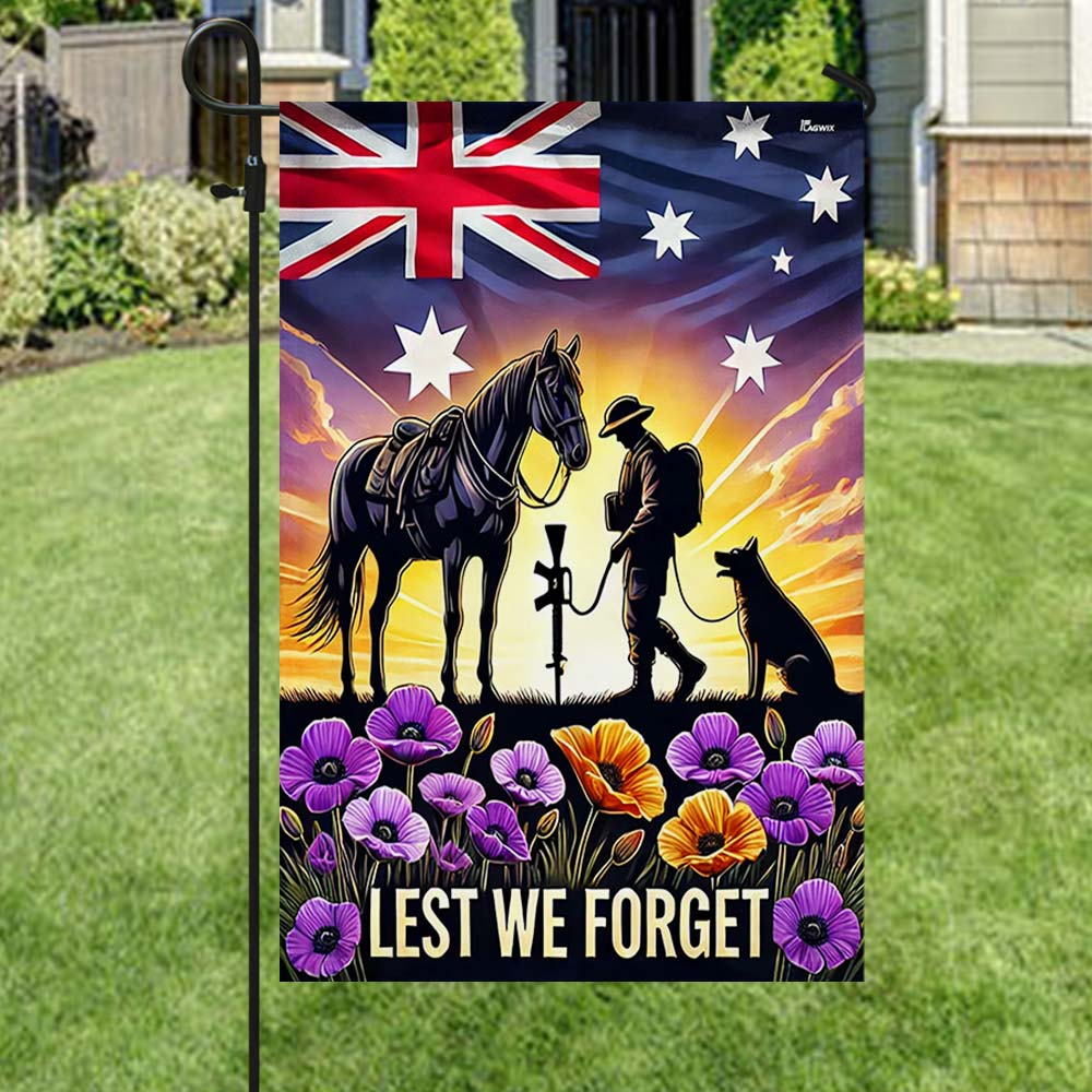 Anzac Day Animals in War Purple Poppy Australia Flag MLN5174DNV