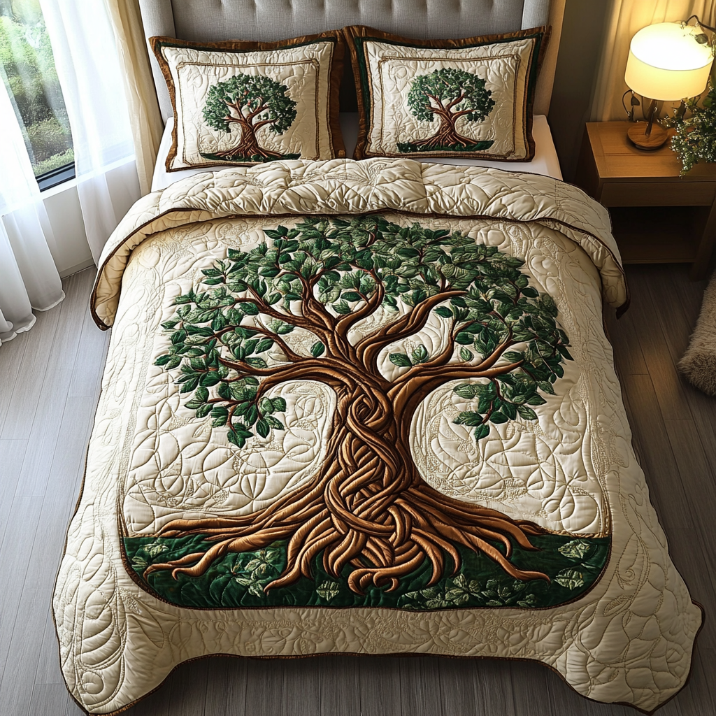 Tree Of Life 3-Piece Quilted Bedding Set NCU0VT73