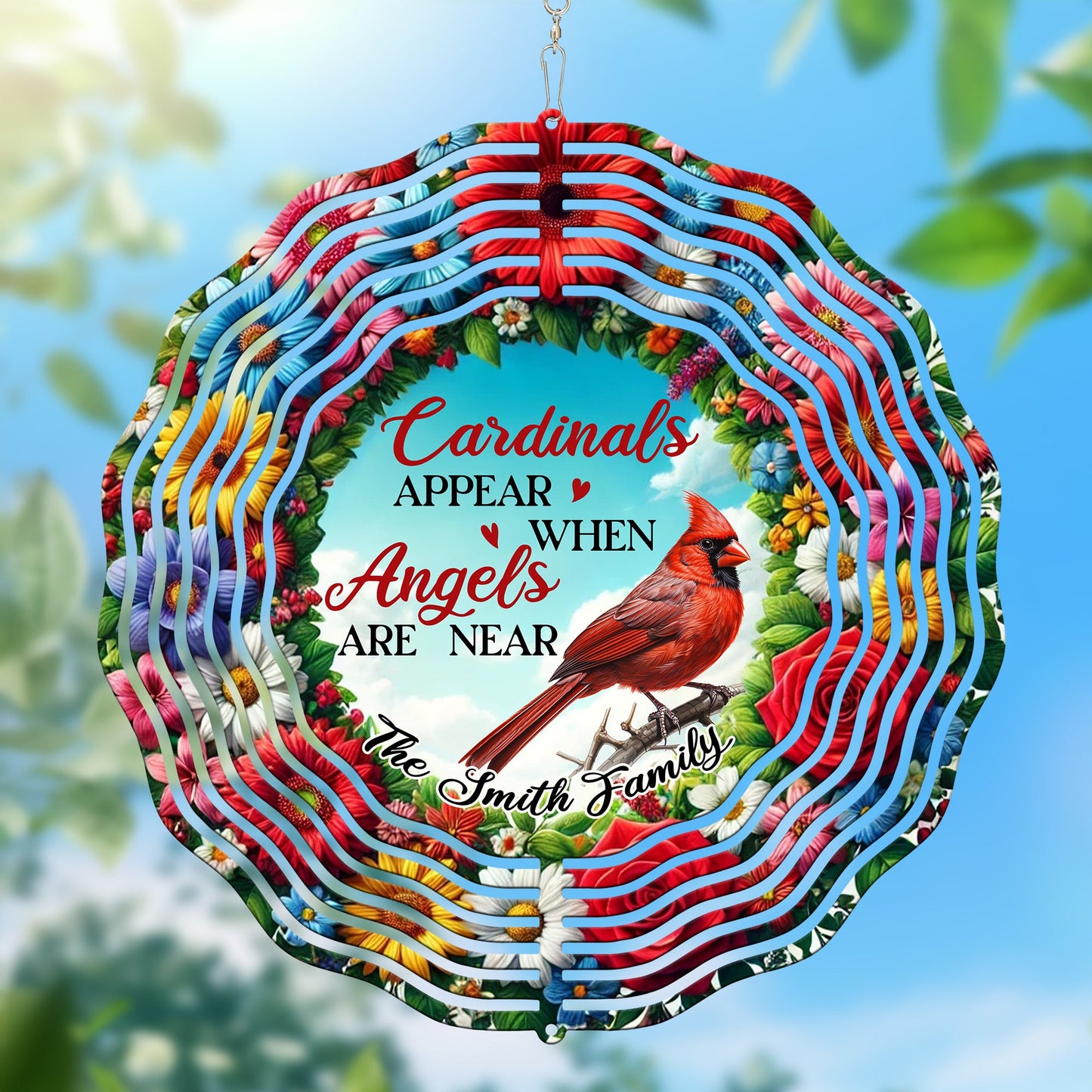 Personalized Cardinal Spring Flowers Wind Spinner Cardinals Appear When Angels Are Near MLN5179PMN
