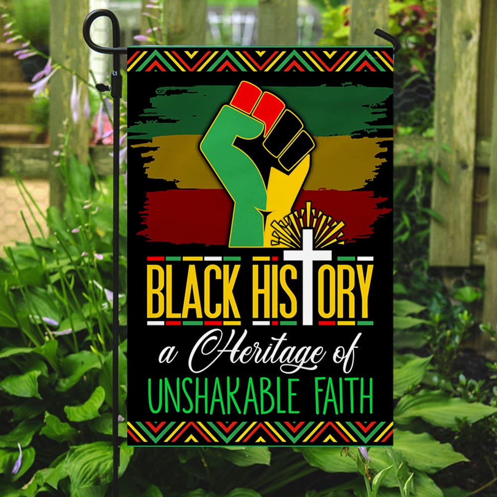 Black History Month Flag Black History A Heritage Of Unshakable Faith MLN912F