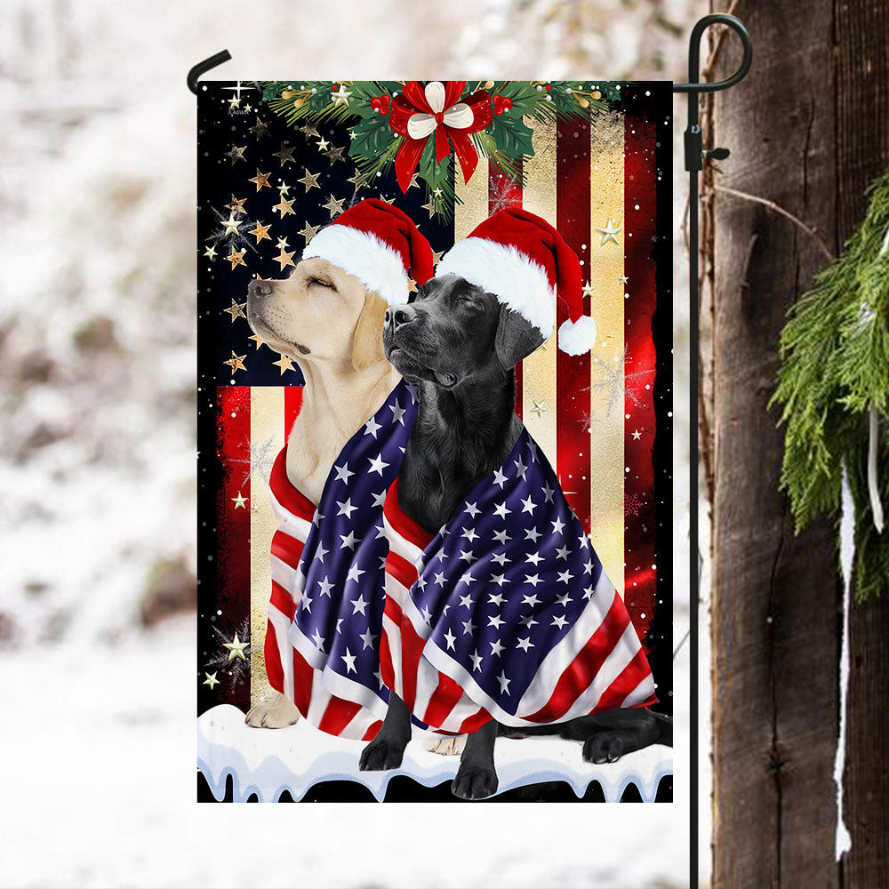 Black And Yellow Labrador Retrievers Flag Merry Christmas BNL285Fv18
