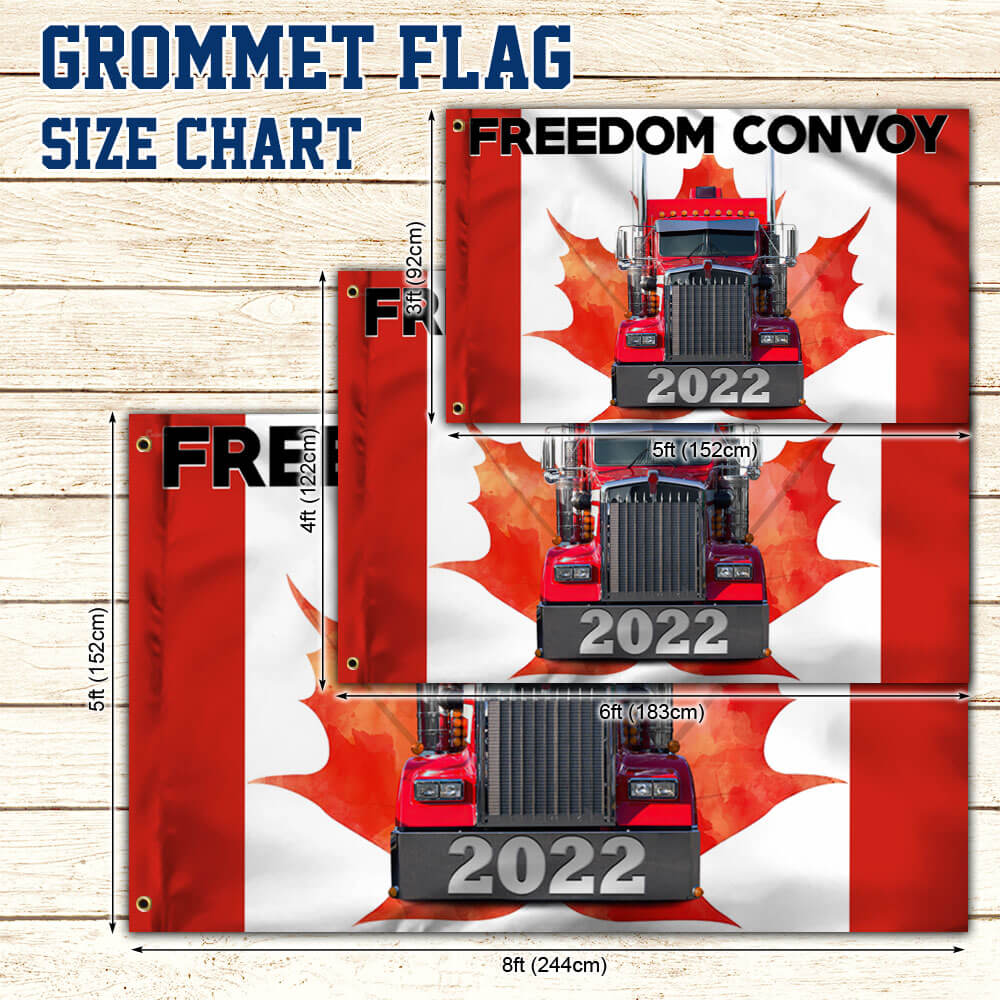 Canadian Freedom Convoy 2022 Flag, Truckers For Freedom, Mandate Freedom, Canadian Trucker Grommet Flag THB3752GF