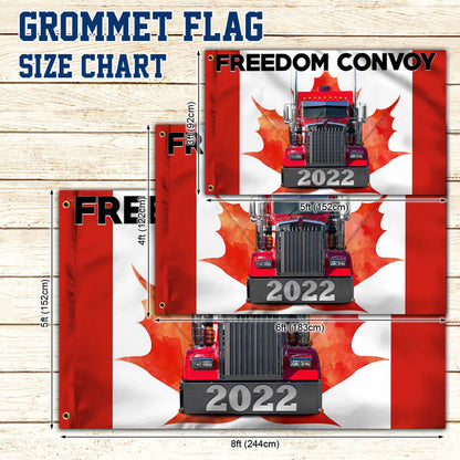 Canadian Freedom Convoy 2022 Flag, Truckers For Freedom, Mandate Freedom, Canadian Trucker Grommet Flag THB3752GF