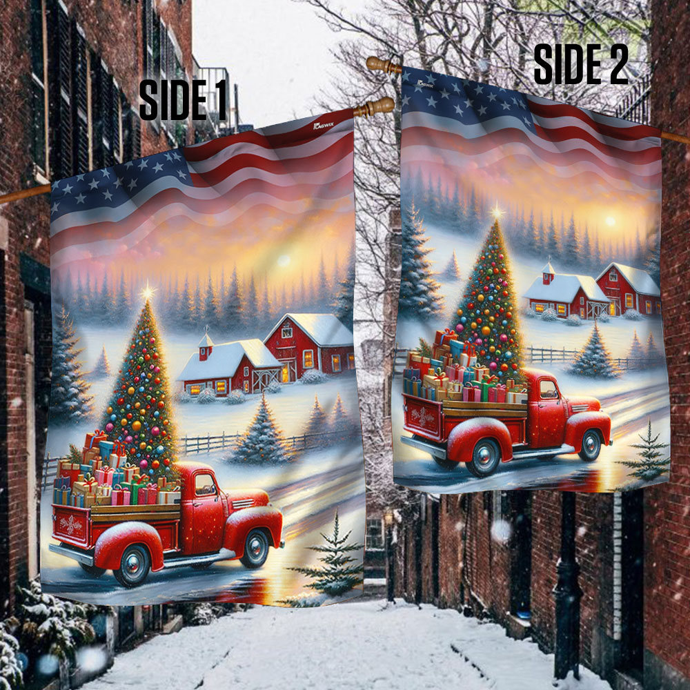 All Hearts Come Home For Christmas Red Truck Flag TQN1953F