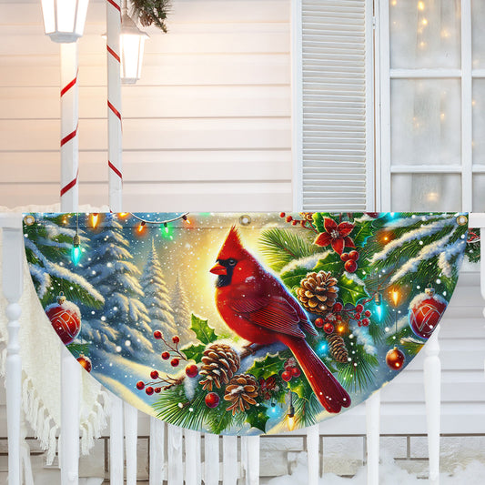 Cardinal Winter Christmas Non-Pleated Fan Flag TQN4068FL