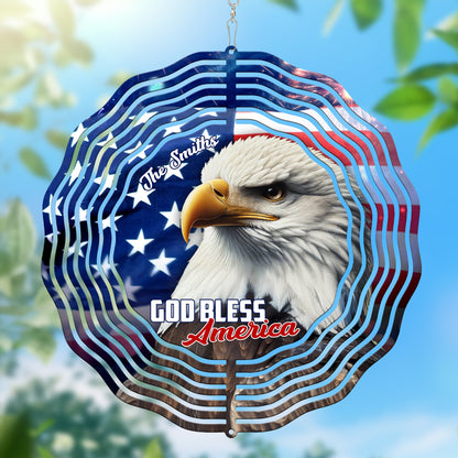 Personalized Patriot Eagle God Bless America Wind Spinner MLN5190PMN