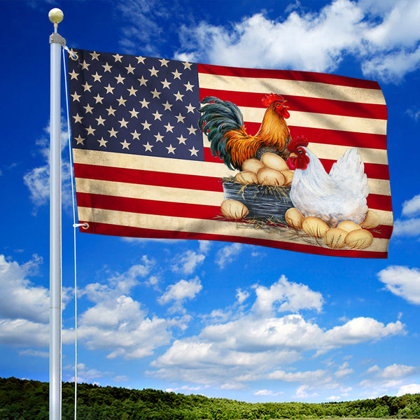 Chicken Flag Chicken Coop American Grommet Flag TRL839GFv1