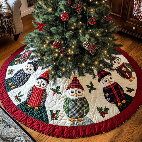 Festive Flock Christmas Quilted Tree Skirt NCU0DV2279