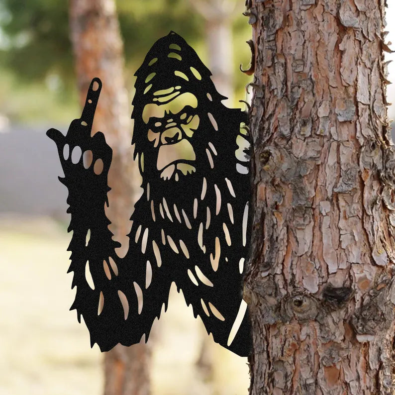Peeping middle finger animal metal sign🏡Yard Art Decor