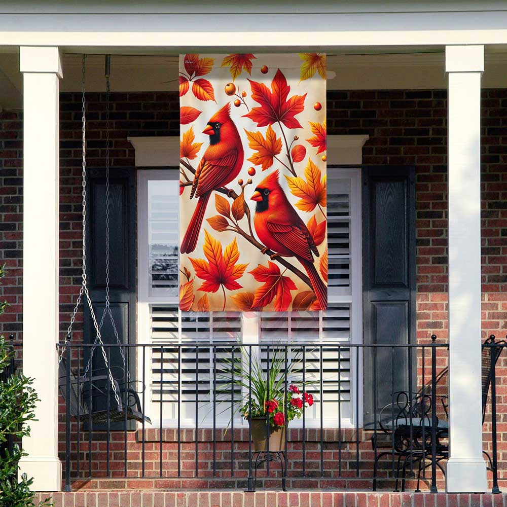 Cardinals Fall Autumn Leaves Flag MLN3557F