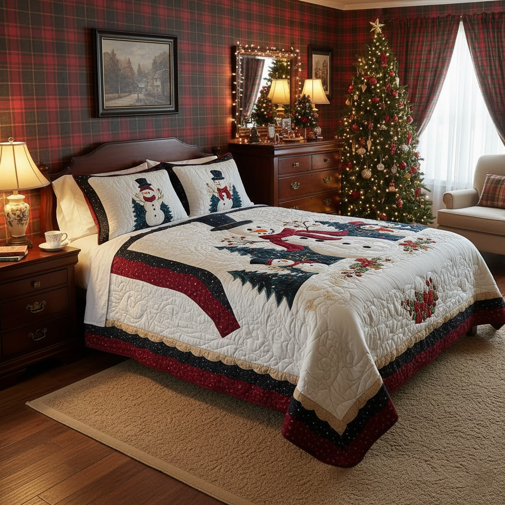 Frosty Friends 3-Piece Quilted Bedding Set NCU0DK2167