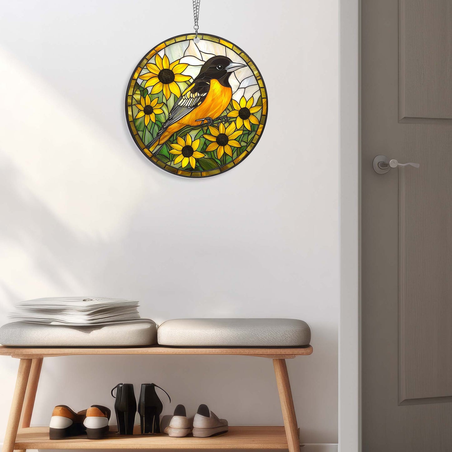 Baltimore Oriole And Black-eyed Susan Acrylic Suncatcher Window Hanging VTM1221TDH