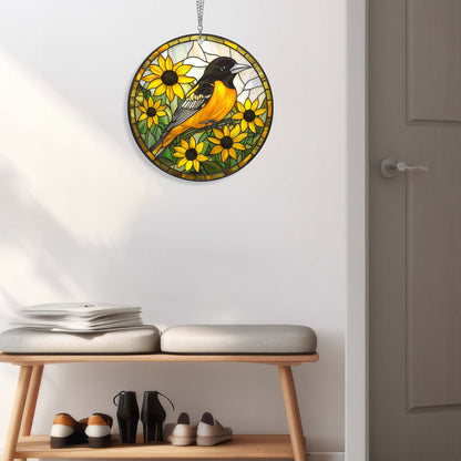 Baltimore Oriole And Black-eyed Susan Acrylic Suncatcher Window Hanging VTM1221TDH