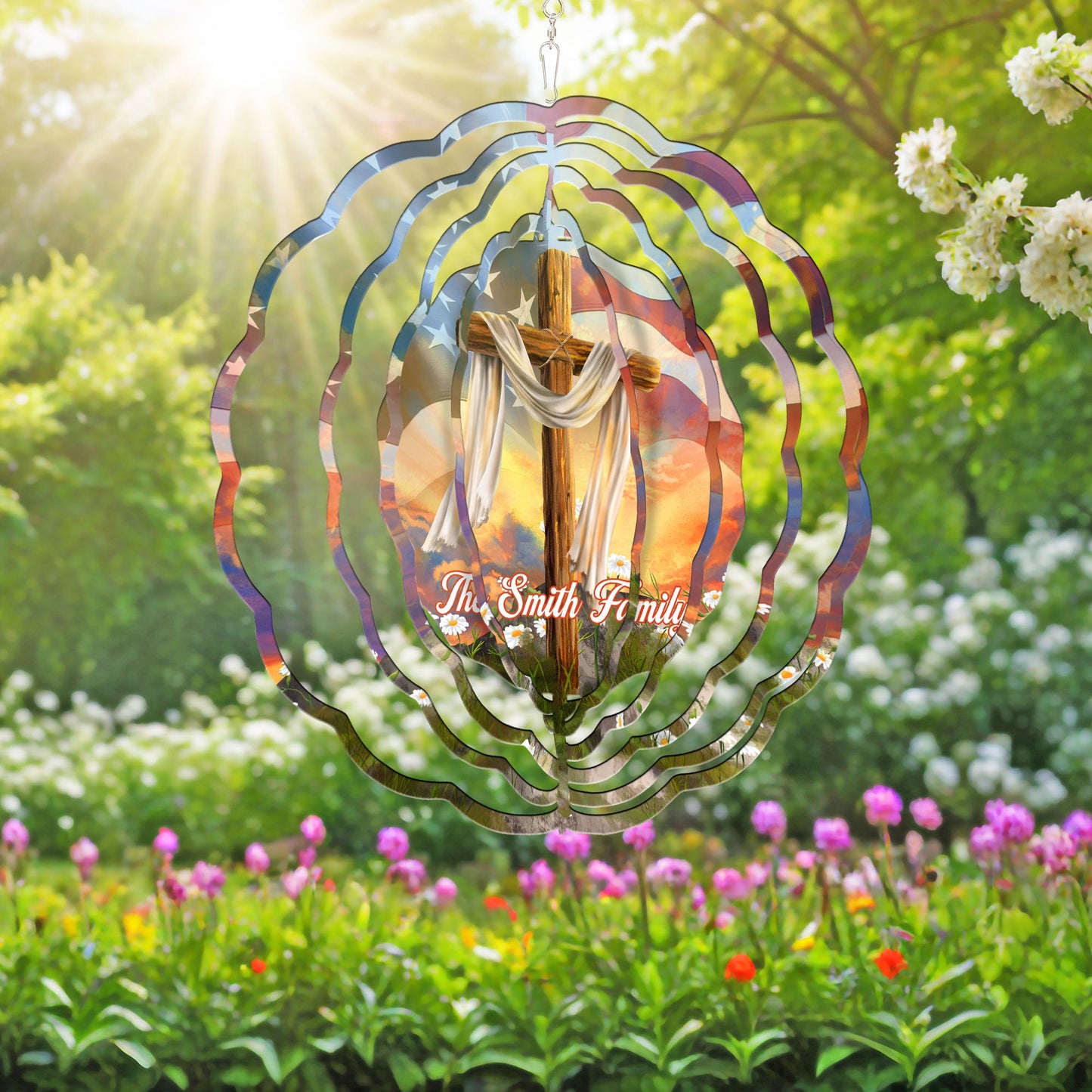 Personalized Christian Cross, Easter Day Christian Wind Spinner TPT2647TDH