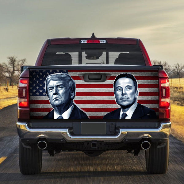 Trump Elon Musk Truck Tailgate Decal Sticker Wrap TQN5082LTH