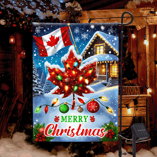 Canada Merry Christmas Solar LED Garden Flag MLN4329SF