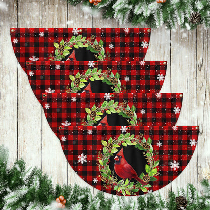 Cardinal Bird Christmas Plaid Non-Pleated Fan Flag TQN3919FL