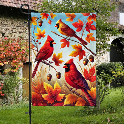 Cardinal Fall Autumn Leaves Welcome Fall Flag MLN3685F