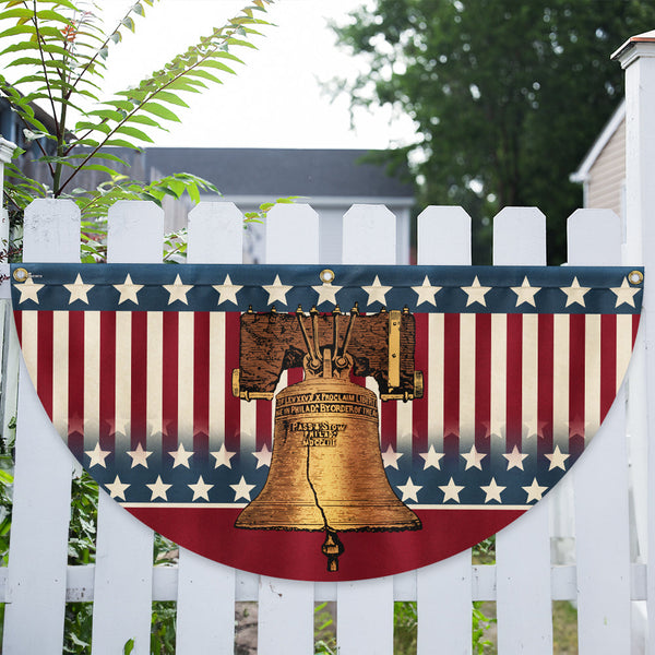 Flagwix American Flag - Liberty Bell 4th of july America Forever Patriotic Non-Pleated Fan Flag TQN3318FL