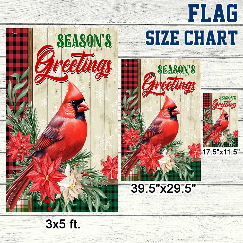 Cardinal Season's Greetings Winter Christmas Flag TQN1928F