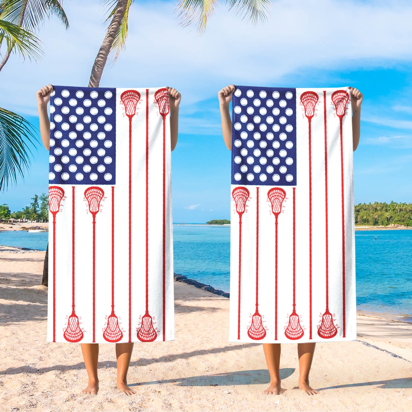 Lacrosse American USA Flag Beach Towel Player Sport Game TQN5566NTH