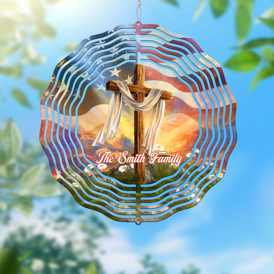 Personalized Christian Cross, Easter Day Christian Wind Spinner TPT2647TDH