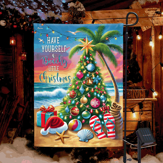 Beach Christmas Have Yourself A Beachy Little Christmas Solar LED Garden Flag MLN4384SF