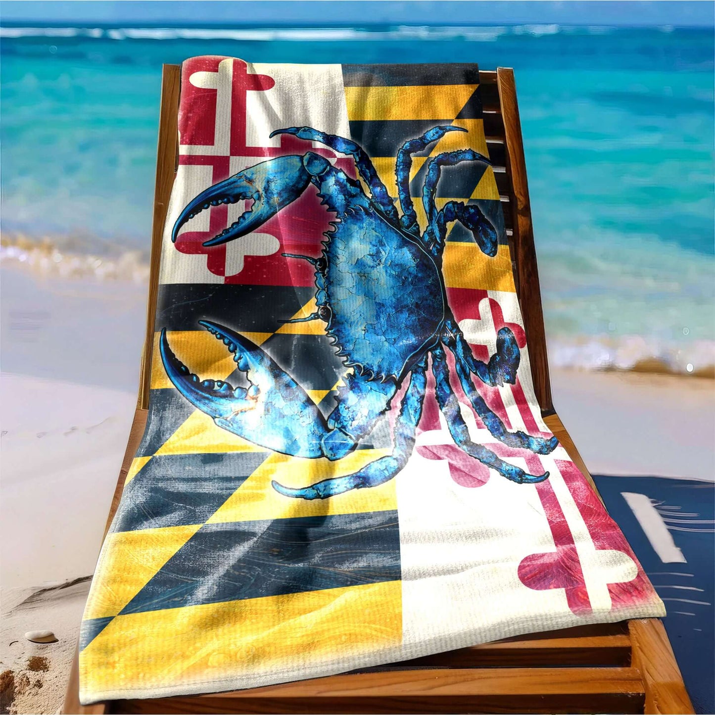 Maryland Blue Crab Coastal Summer Vibes Beach Towel TQN5280HVN