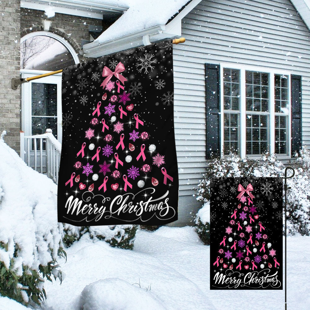 Breast Cancer Christmas Flag Merry Christmas Christmas Tree TQN708F