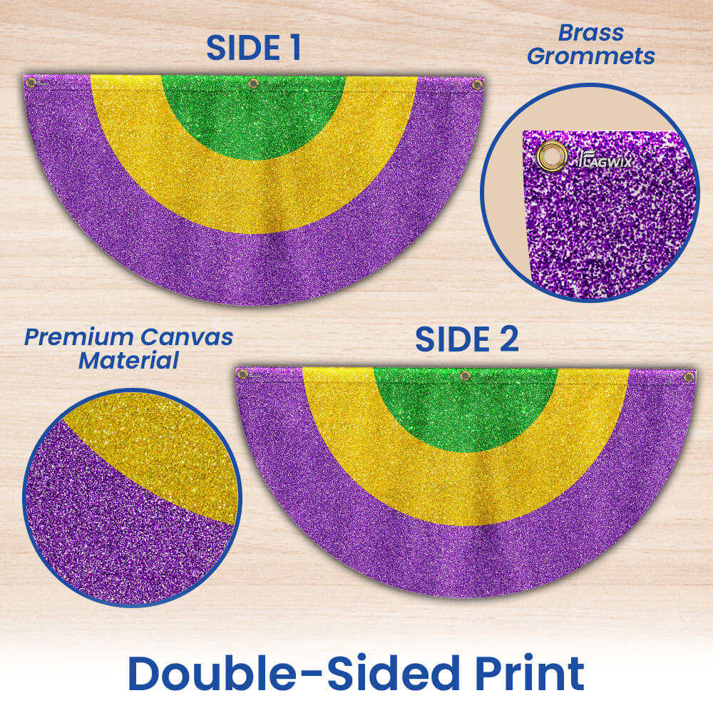 Mardi Gras Carnival Fat Tuesday Non-Pleated Fan Flag TQN4738FL