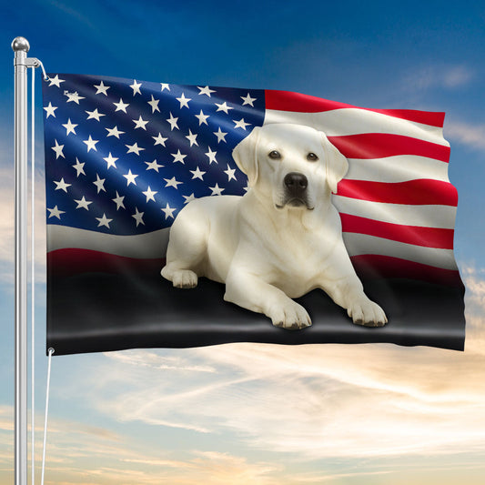 White Labrador Retriever Dog American Flag 4th of july Grommet Flag TQN5250TTH