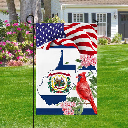 Cardinal and Rhododendron Flower, West Virginia Flag TPT775Fv1