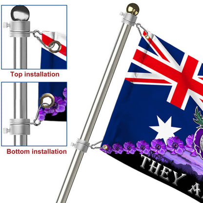 Anzac Day, Remembrance Day Red Purple Poppy They Also Served Grommet Flag TQN2698GF