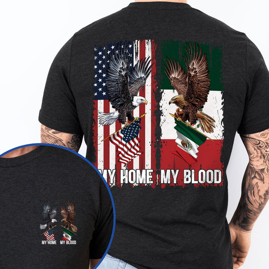 American Mexico, My Home Mexican American Eagle T-Shirt TPT2637NGT
