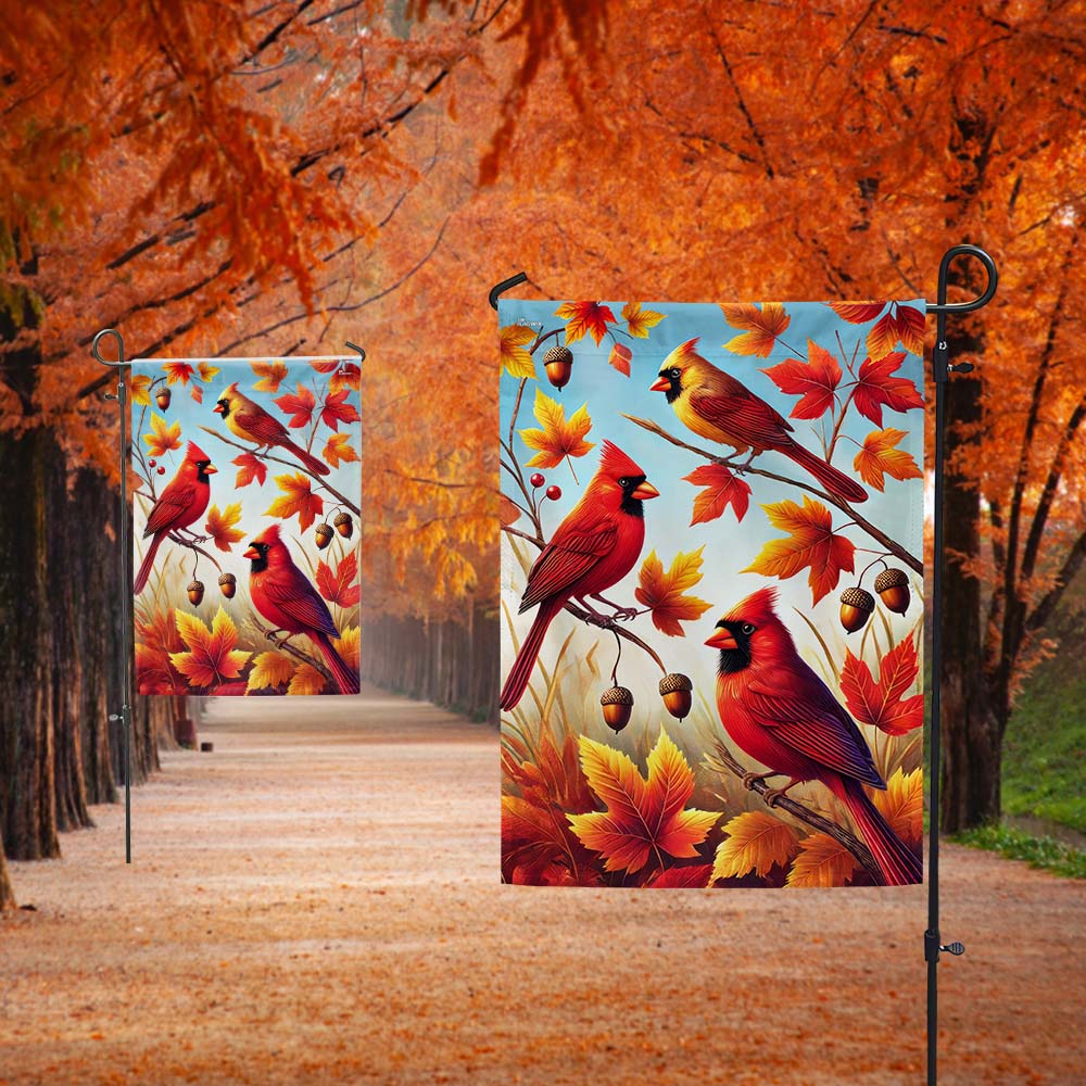 Cardinal Fall Autumn Leaves Welcome Fall Flag MLN3685F
