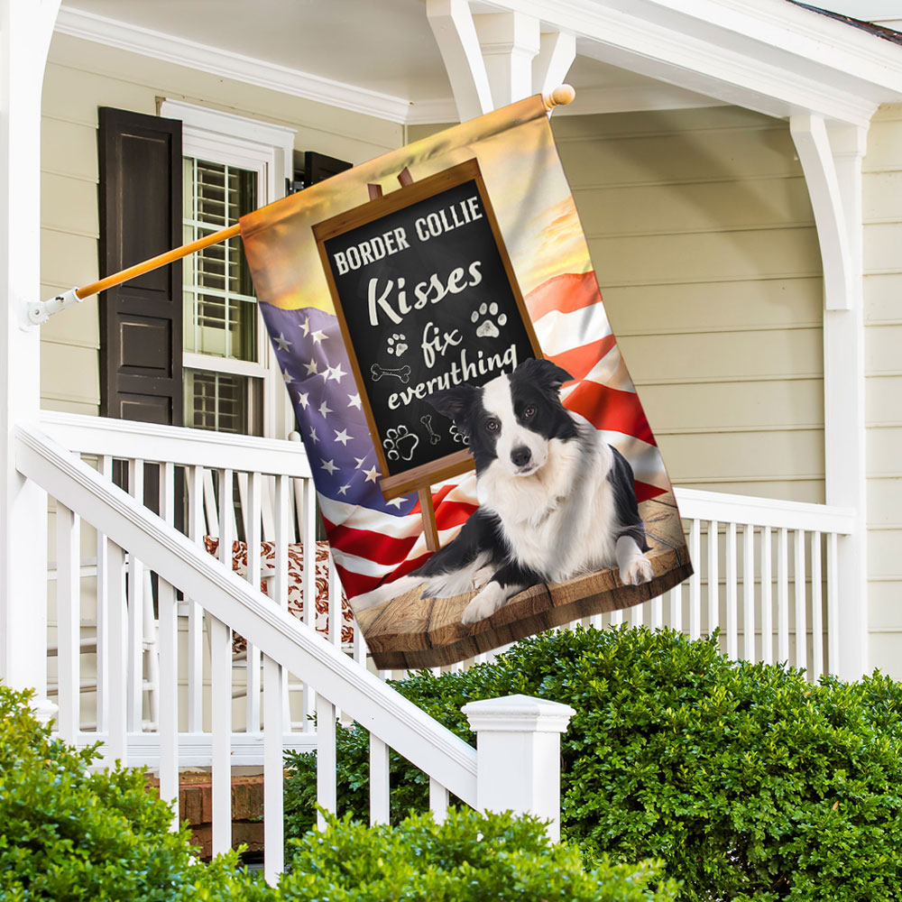 Border Collie Kisses Fix Everything Flag QNK1035Fv2