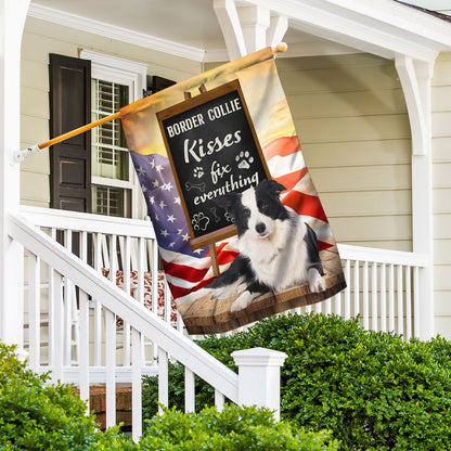 Border Collie Kisses Fix Everything Flag QNK1035Fv2