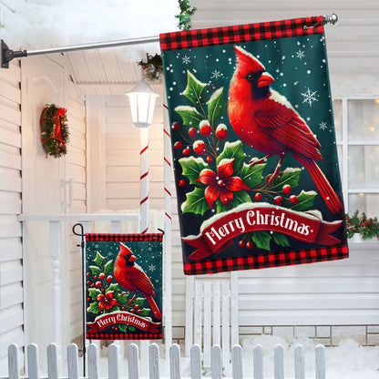 Cardinal Bird Merry Christmas Flag TQN3915F